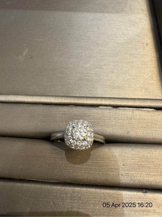 Platinum double Halo design engagement ring set