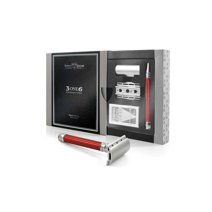 Edwin Jagger 3ONE6 Razor (Stainless Steel, Anodised Red)