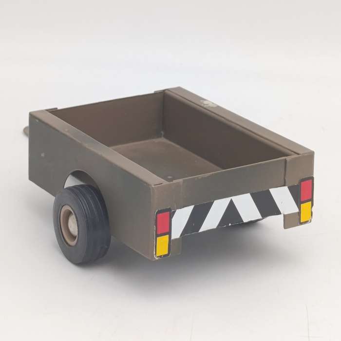 Vintage Pressed Steel Camo SA Army Jeep with trailer