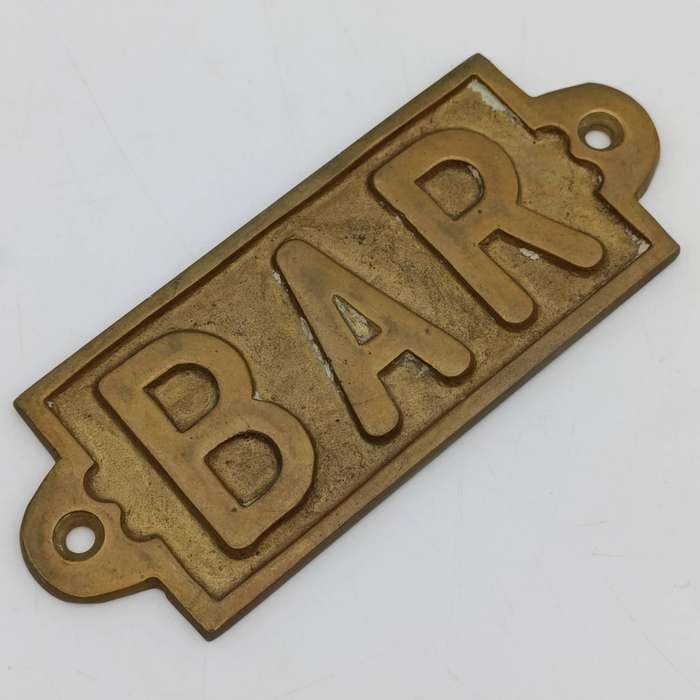 Vintage Brass BAR name plate