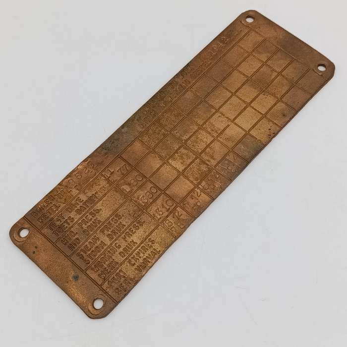 SA Railways brass boiler #9525 pressure check plate 1978-1981