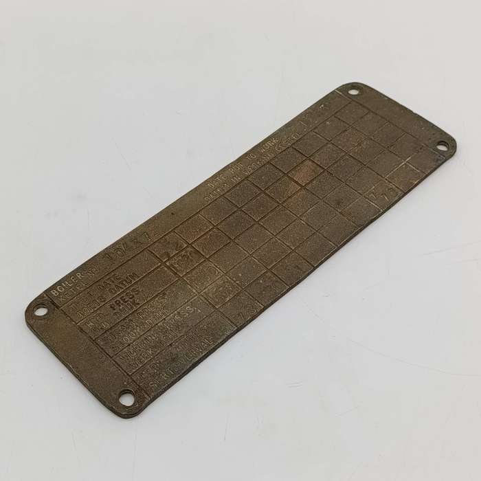 SA Railways brass boiler #10437 pressure check plate 1978-1981