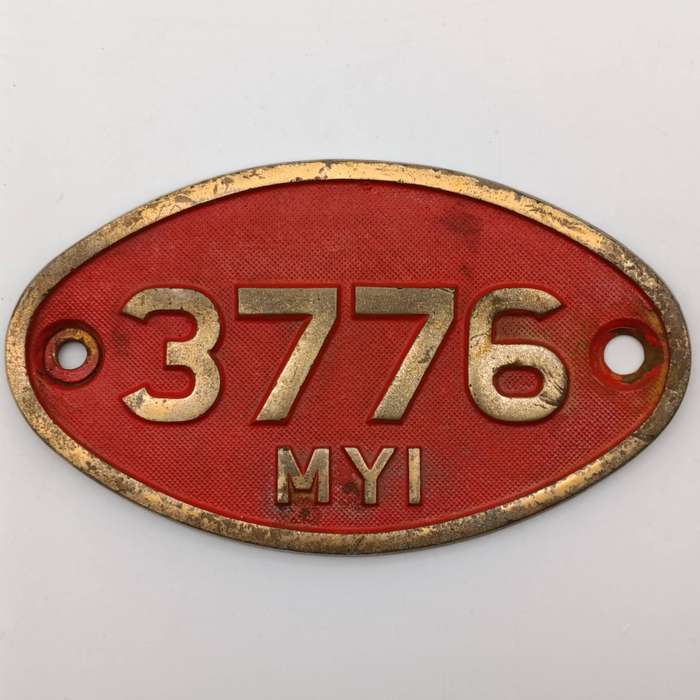 SA Railways MY1 Tender # 3776 brass tender plate