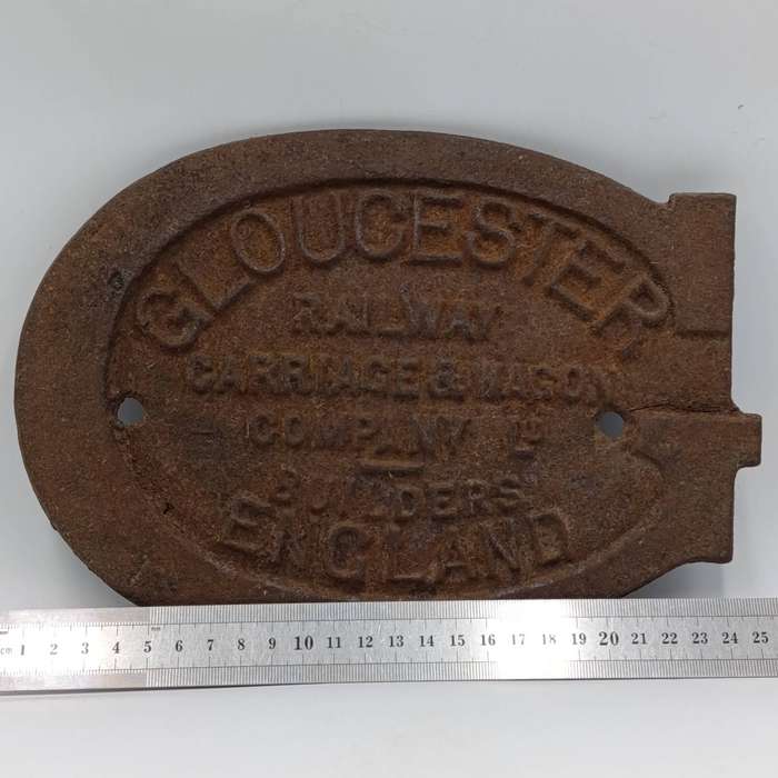 Antique Gloucester Railway Carriage and Wagon company builders plate