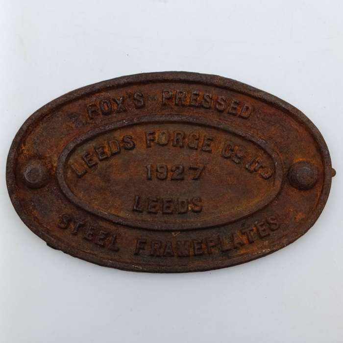 Leeds Forge Co. LTD Fox pressed steel Frameplates cast iron metal sign