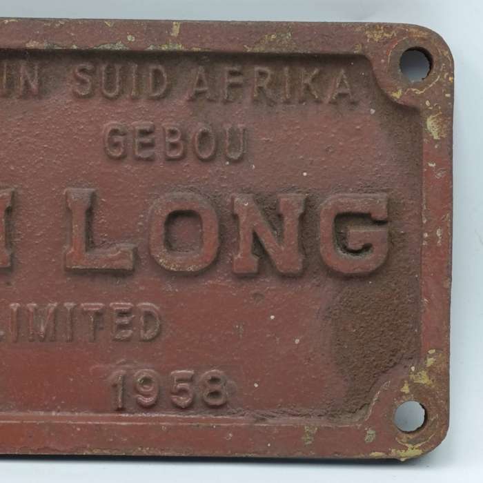 Vintage SA Railways Dorman Long Locomotive group cast iron nameplate