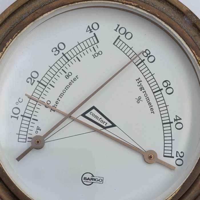 Vintage Barigo marine weather station, clock and hygrometer / thermometer set