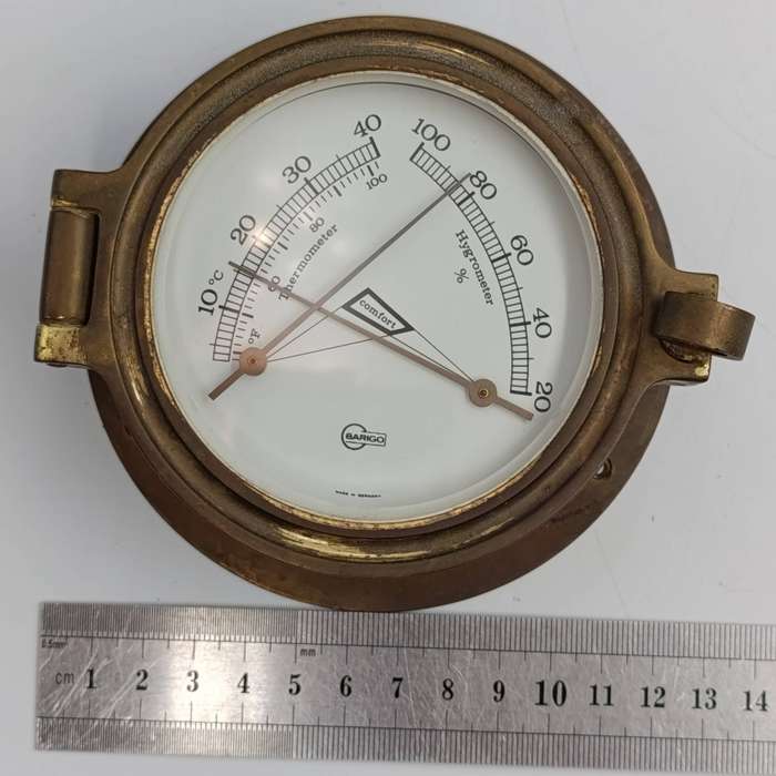 Vintage Barigo marine weather station, clock and hygrometer / thermometer set