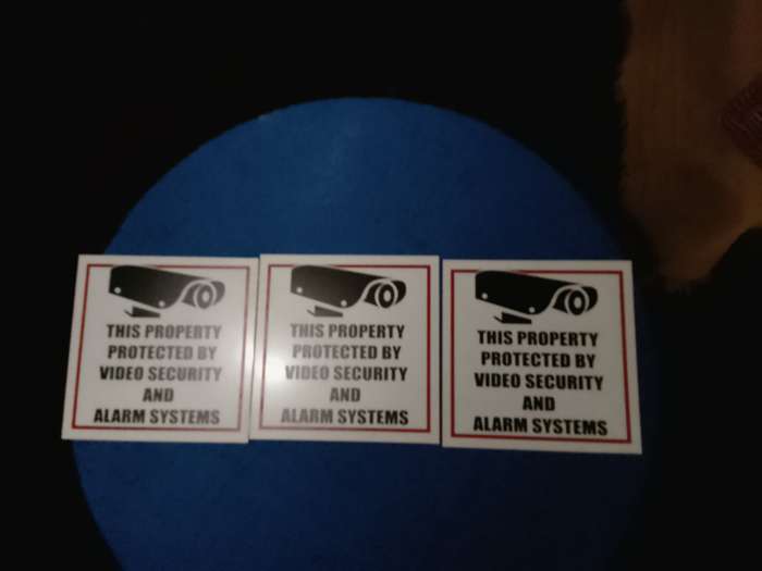 3 x Warning 24hourVideo Surveillance Signs (44cm x 44cm) + 3 X Warning Signs (30 x 30cm) Abs Plastic