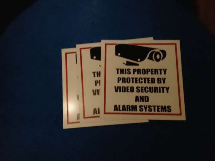 3 x Warning 24hourVideo Surveillance Signs (44cm x 44cm) + 3 X Warning Signs (30 x 30cm) Abs Plastic
