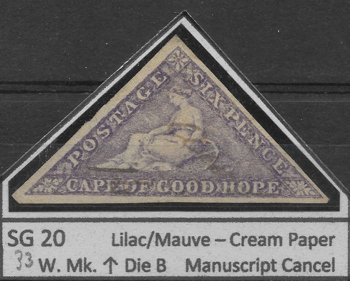 Cape of Good Hope 1864 SACC16/SG20 6d BRIGHT MAUVE VFU Pen Cancel Rev - R22,000
