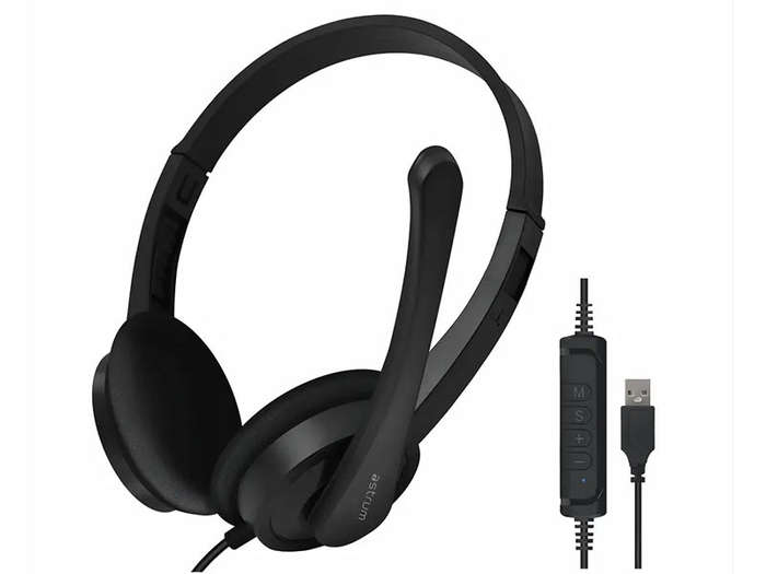 Astrum HU640 Wired USB Headphones with Mic, On-Ear for Chat and Gaming (open box)