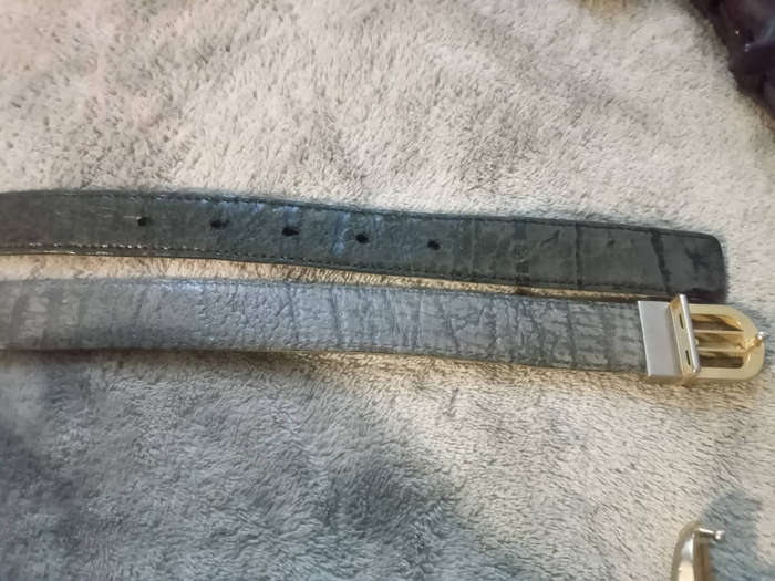 Leather belt double sided black/grey