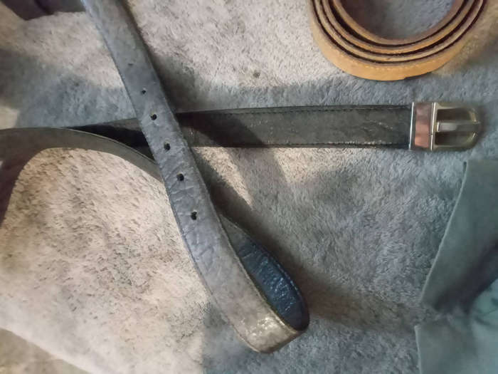 Leather belt double sided black/grey