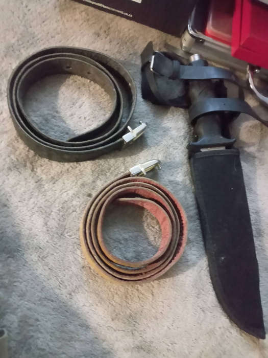 Leather belt double sided black/grey