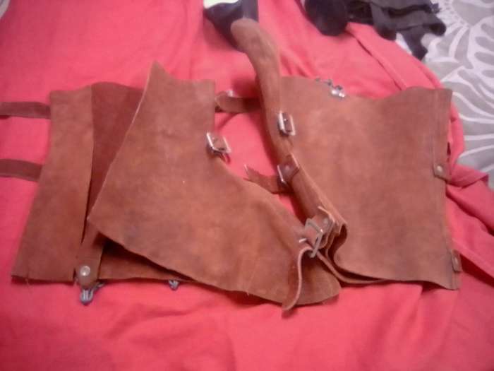 Cowboy boot leather chaps tan new