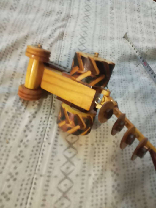 Wooden tractor with plow 27x12x12