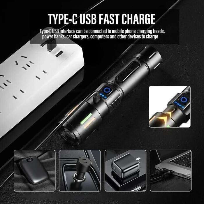 2000 Lumens LED Flashlight - Super Bright Light Camping Torch PA200