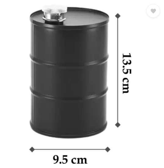 25oz Matte Black Oil Drum Hip Flask - R220