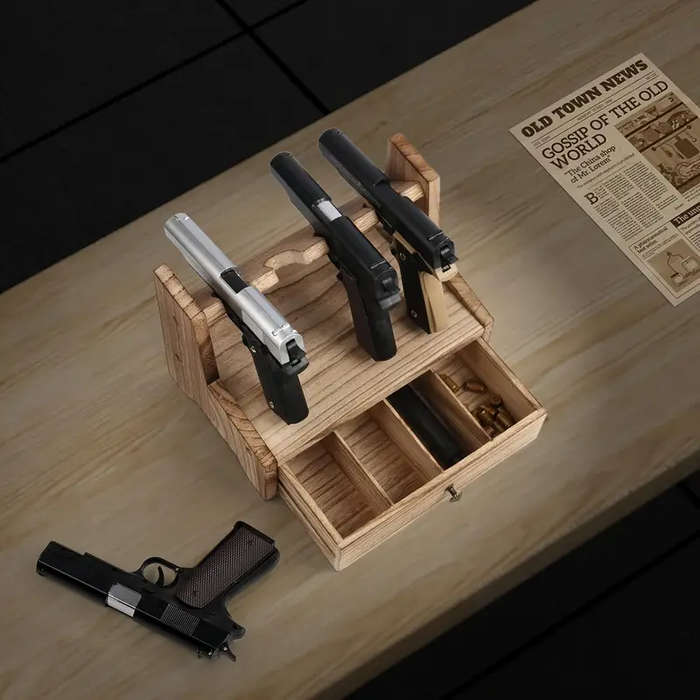4-Slot Wooden Rack, Multi-Compartment Storage Organizer, Indoor Display Stand