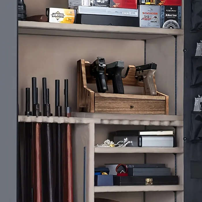 4-Slot Wooden Rack, Multi-Compartment Storage Organizer, Indoor Display Stand