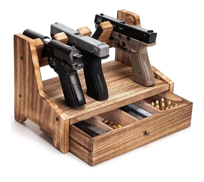 4-Slot Wooden Rack, Multi-Compartment Storage Organizer, Indoor Display Stand