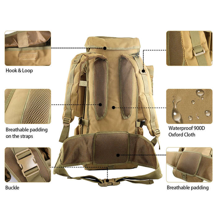 70L Military Outdoor Sports Hiking Camping Hunting Travel Tactical Rifle Backpack