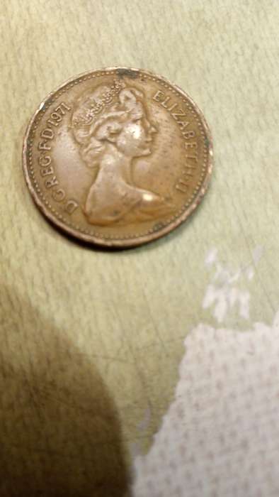 United Kingdom Rare 1971 D.G.Reg.F.D. Elizabeth 11  1  New penny