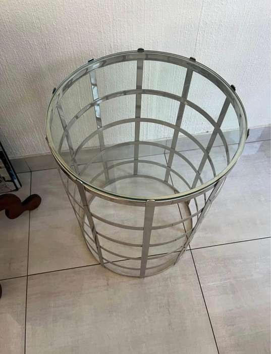 Steel and glass side table