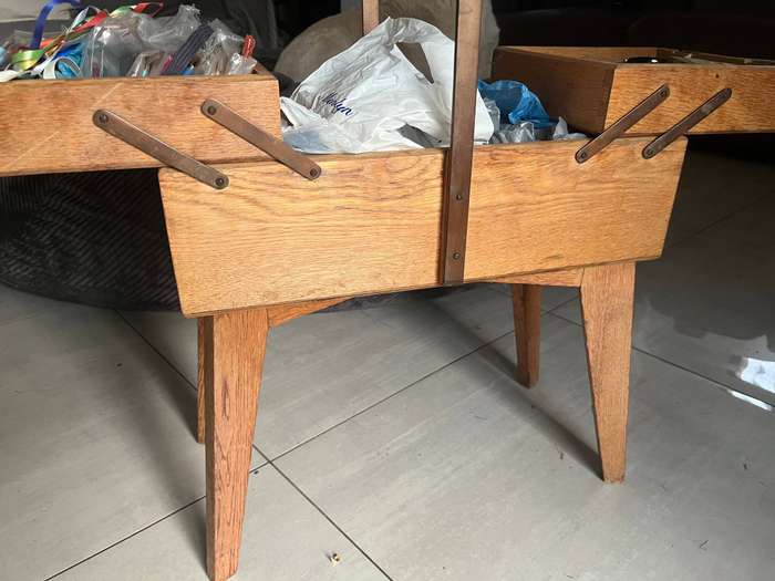 Vintage accordion sewing box