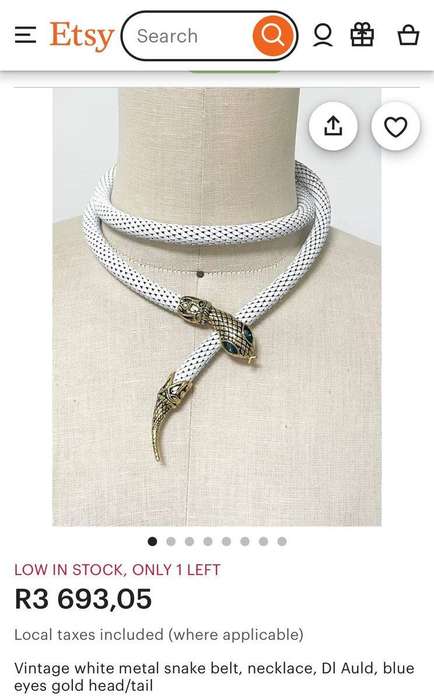 Vintage metal snake belt / necklace