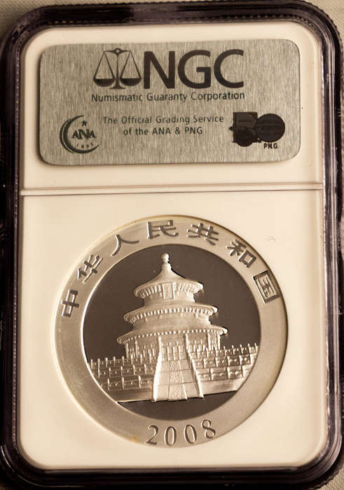 2008 China Panda 1 oz Silver Coin MS69 Graded