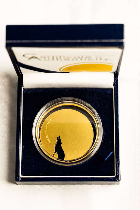 2013 Mongolian Nature Wolf Gold Plated Silver Coin