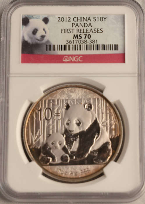 2012 China Panda First Release Silver Coin MS70 Graded