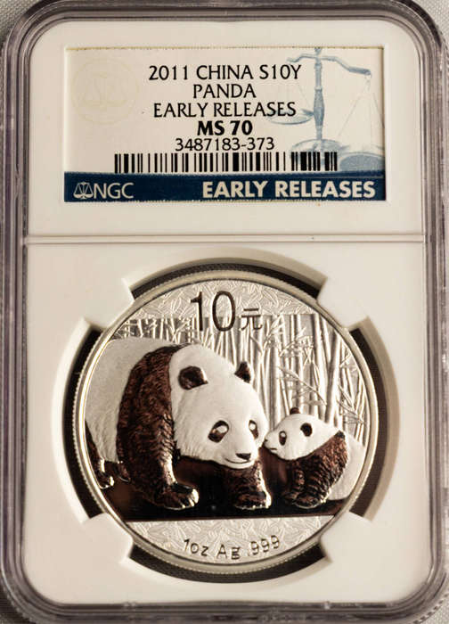 2011 China Panda Early Release Silver Coin MS70 Graded