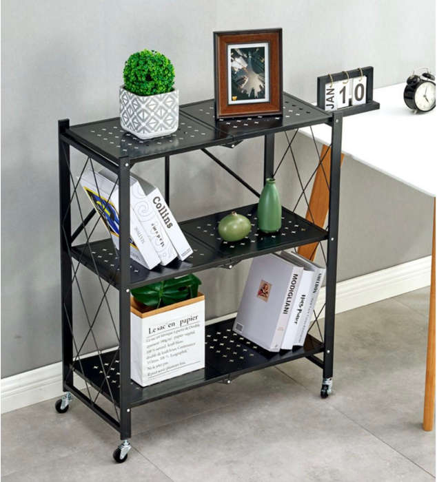 3 Tier Storage Shelves Bookshelf Foldable Shelf Organizer