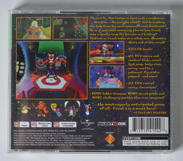 Crash Bandcoot 2 Cortex Strikes Back PS1 Greatest Hits NTSC