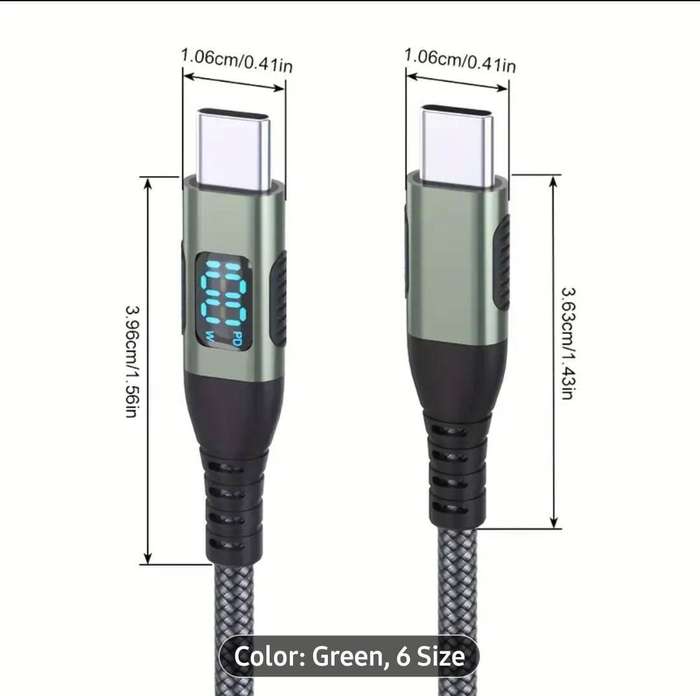 1PC USB C to USB C Fast Charging 100W with LED Display