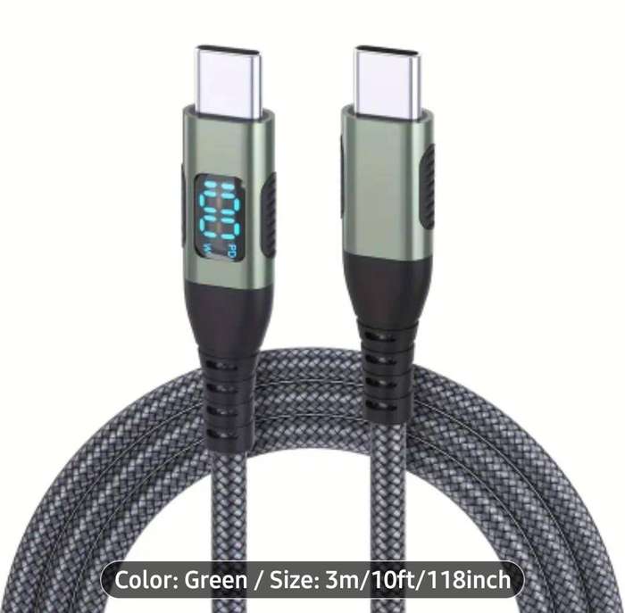 1PC USB C to USB C Fast Charging 100W with LED Display
