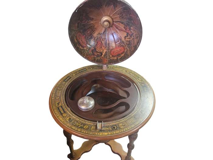 Timeless elegance of the 1960's Italian World Map Globe Bar Drinks Trolley