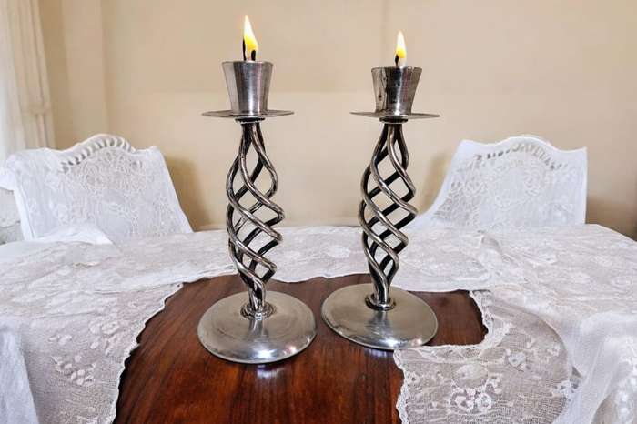 Vintage silver plated candlestick holders