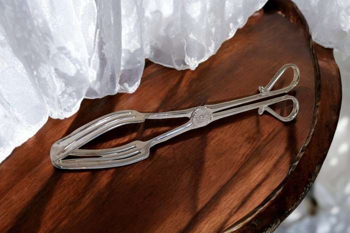 Silver Plated scissor grip cake serving tongs