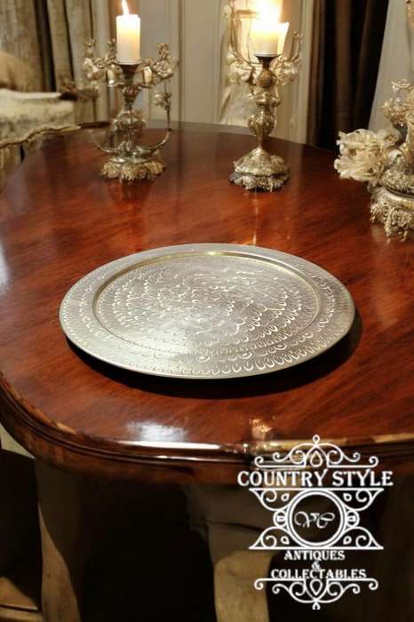 Vintage brass floral engraved tray