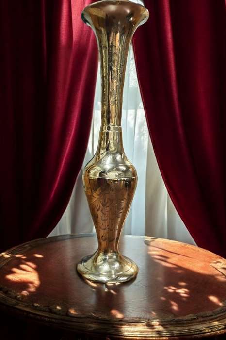 Boho Indian brass vase