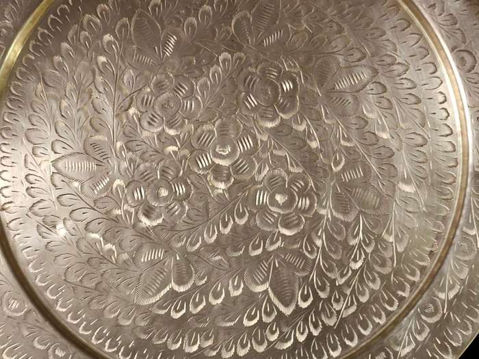 Vintage brass floral engraved tray