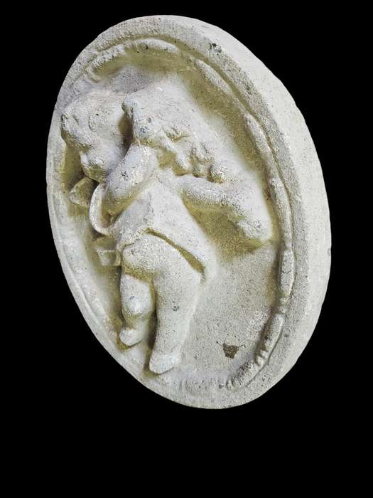Angel Oval Concrete Wall Plaque, measuring 36x29x4cm