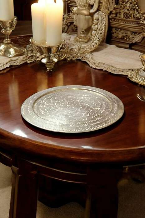 Vintage brass floral engraved tray