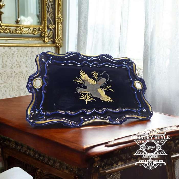 Capeans Porecelana Espana dark blue and gold platter