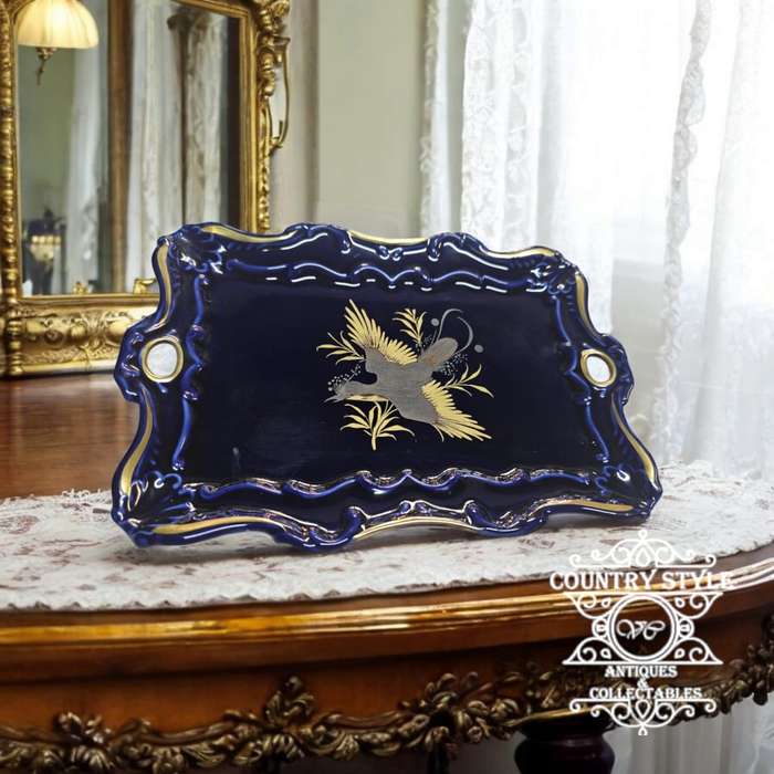 Capeans Porecelana Espana dark blue and gold platter