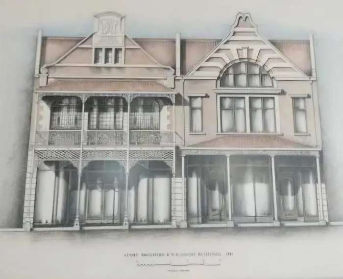 Framed Print of Store Brothers & W.H. Adams Buildings 1911